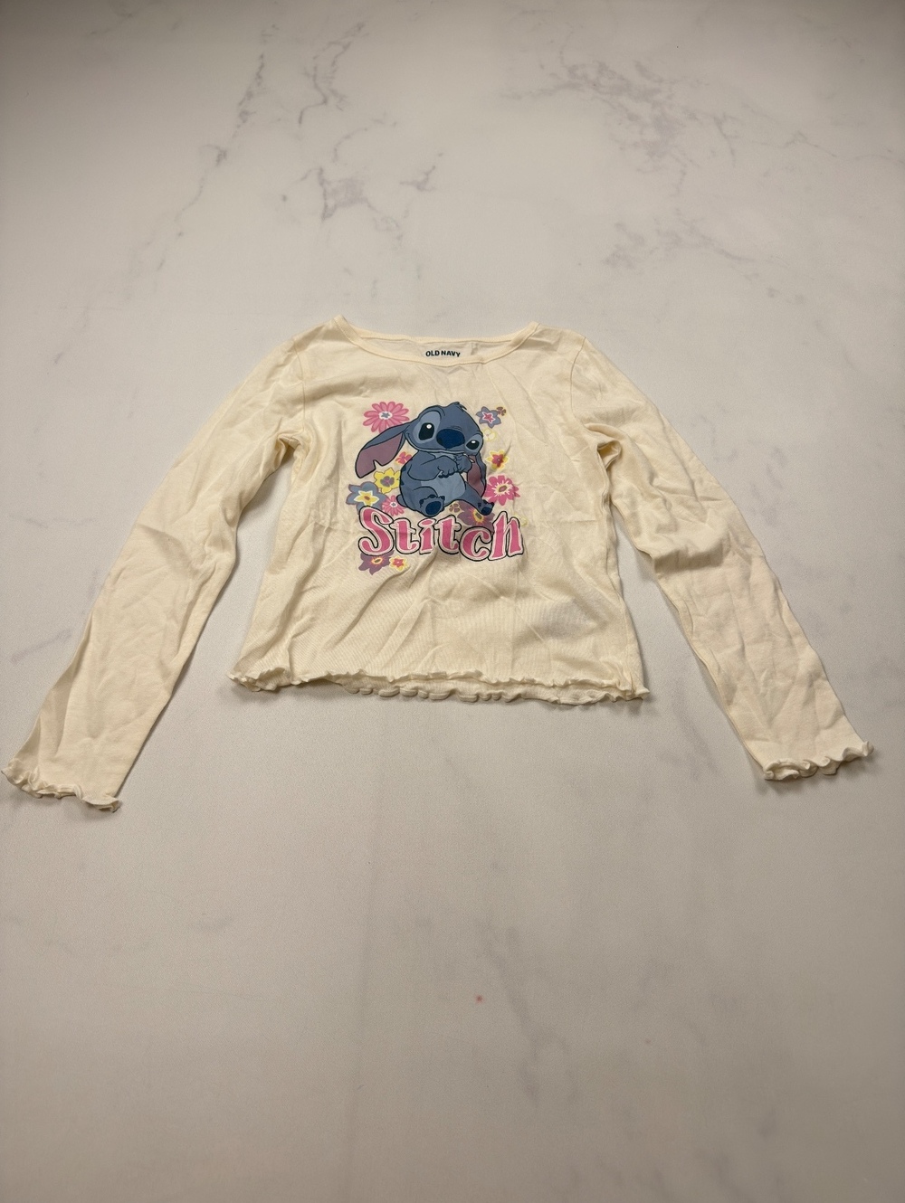 Old Navy Blouse Cream 2000s Stitch Graphic - Girls M